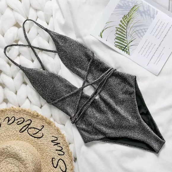 Other - Shimmering Deep V High Cut Sexy One Piece Swimsuit
